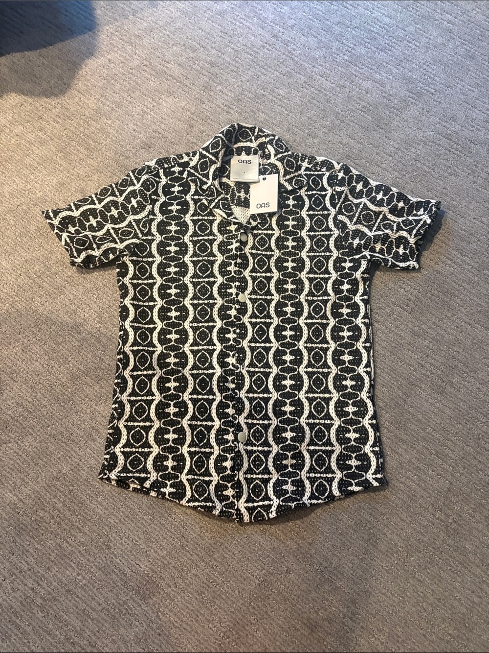 OAS Black & White Geometric Button-Down Shirt